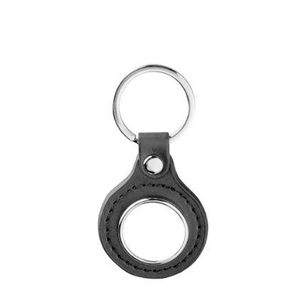 Picture of KEY-RING -  METAL+ LEATHER (Round) black