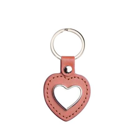 Picture of KEY-RING -  METAL+ LEATHER (Heart) brown