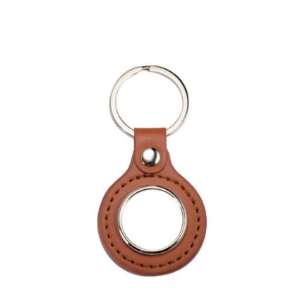 Picture of KEY-RING -  METAL+ LEATHER (Round) brown