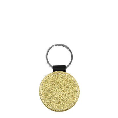 Picture of KEY-RING - Leather (GLITTER) ROUND golden