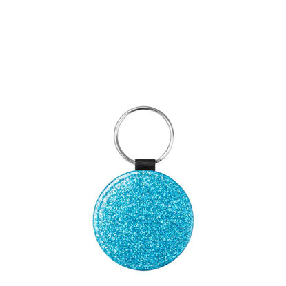 Picture of KEY-RING - Leather (GLITTER) ROUND blue
