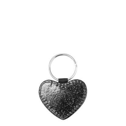 Picture of KEY-RING - Leather (GLITTER) HEART black
