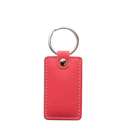 Picture of KEY-RING - PU LEATHER (Rectangular) RED