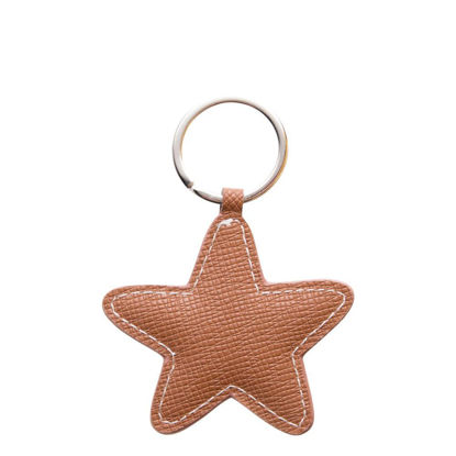 Picture of KEY-RING - PU LEATHER (Star) BROWN