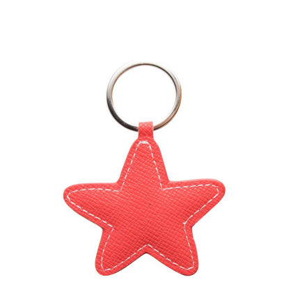 Picture of KEY-RING - PU LEATHER (Star) RED