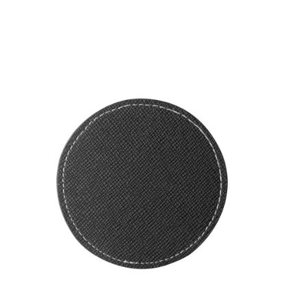 Picture of COASTER (LEATHER) ROUND 9.5cm - BLACK
