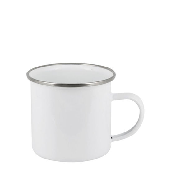 Picture of ENAMEL MUG 12oz WHITE + SILVER rim