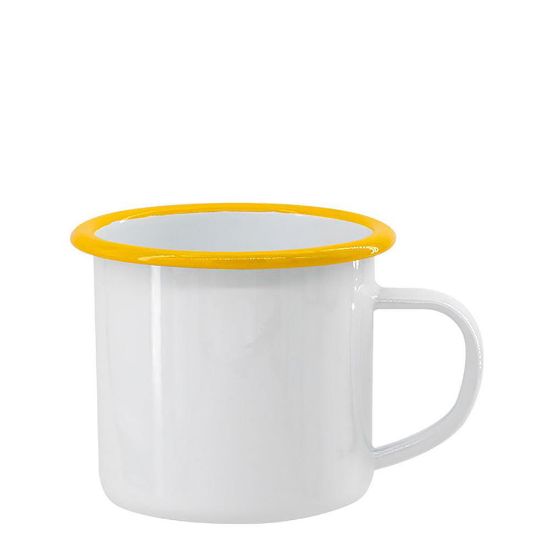 Picture of ENAMEL MUG 12oz WHITE + YELLOW rim