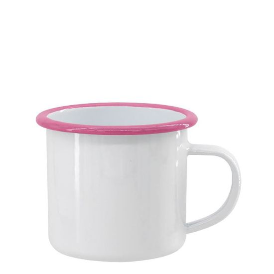 Picture of ENAMEL MUG 12oz WHITE + PINK rim