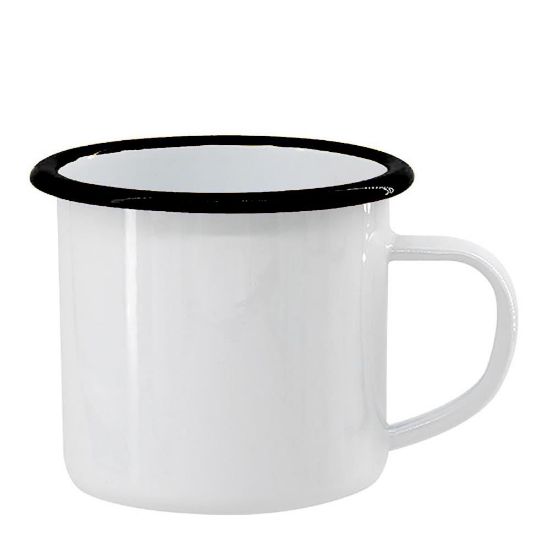 Picture of ENAMEL MUG 18oz WHITE + BLACK rim