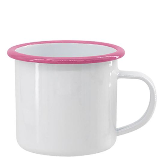 Picture of ENAMEL MUG 18oz WHITE + PINK rim