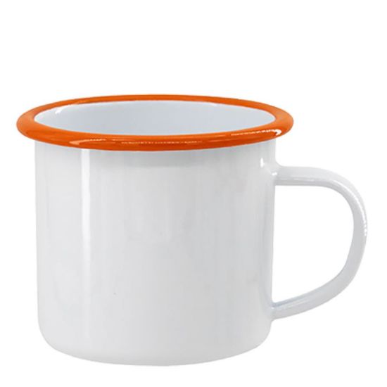 Picture of ENAMEL MUG 18oz WHITE + ORANGE rim