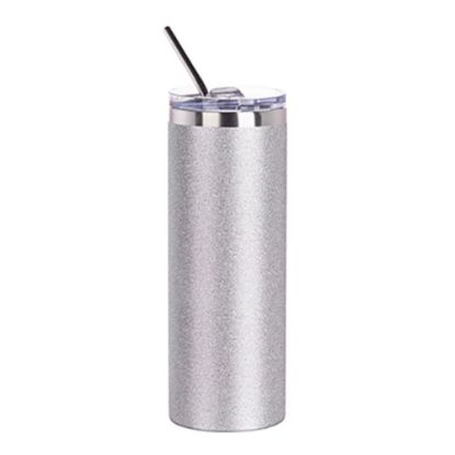 Picture of Skinny Tumbler 20oz SILVER Glitter