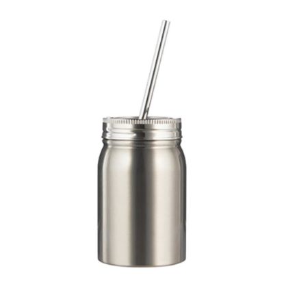 Picture of MASON TUMBLER with straw - 17oz SILVER