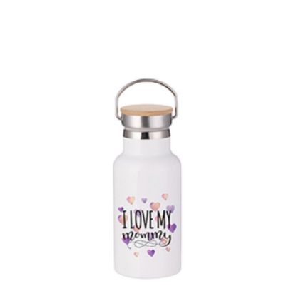 Picture of Portable Bottle 12oz. (Bamboo Lid) WHITE