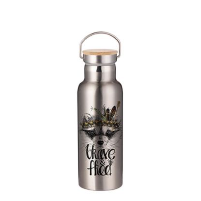 Picture of Portable Bottle 17oz. (Bamboo Lid) SILVER