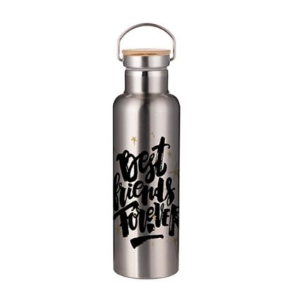 Picture of Portable Bottle 25oz. (Bamboo Lid) SILVER