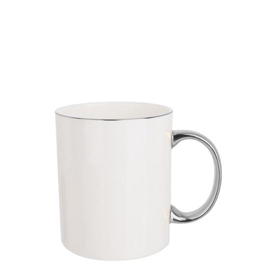 Picture of MUG WHITE (Bone China) 11oz SILVER rim & Hand