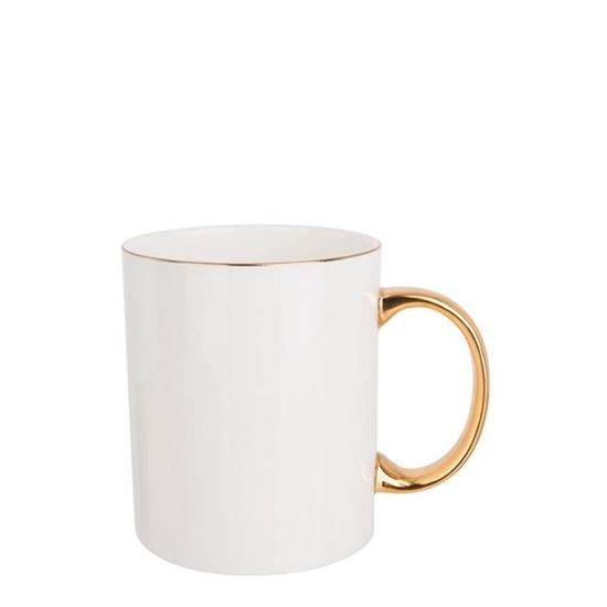 Picture of MUG WHITE (Bone China) 11oz GOLD rim & Hand