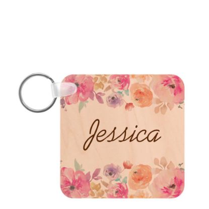 Picture of Keyring -HB Matt- 5.71x5.71cm (Square) Natural Wood 2-sided/3.9mm