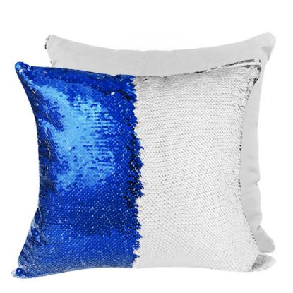 Picture of PILLOW - COVER Sequin(BLUE D.white back)40x40