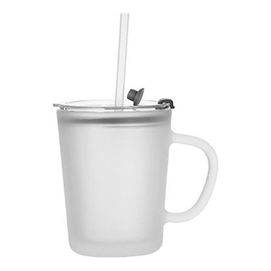 Picture of Glass Mug 13oz (with Lid & Straw) Frosted