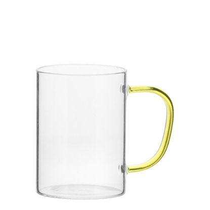 Picture of Glass Mug 12oz (Clear) YELLOW handle