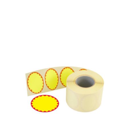 Picture of LABEL ROLL 37X28 OVAL (FLUO Yellow/Red) PERMANENT
