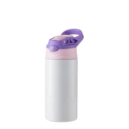 Picture of Kids Bottle (360ml) WHITE Purple Cap with Silicone Straw