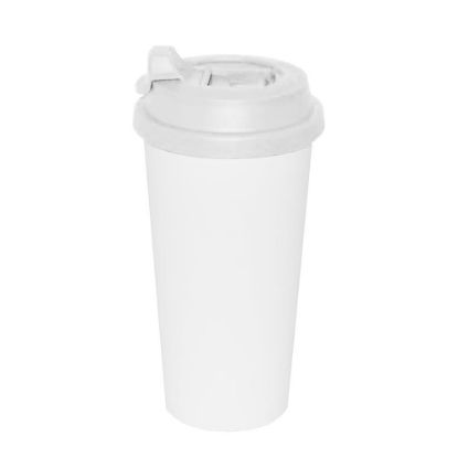 Picture of Tumbler Mug 450ml (Plastic) WHITE with flip-lock lid