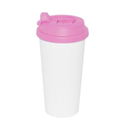 Picture of Tumbler Mug 450ml (Plastic) PINK with flip-lock lid