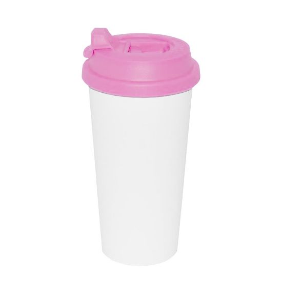 Picture of Tumbler Mug 450ml (Plastic) PINK with flip-lock lid