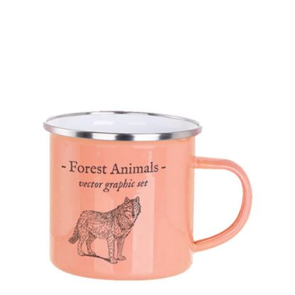 Picture of ENAMEL MUG 12oz (CORAL red) SILVER rim