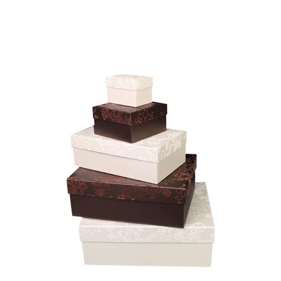 Picture of BOXES ROSES/BROWN  (5)-113564C