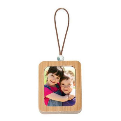 Picture of Keyring (4x5 cm Rectangle) with Aluminum - Natural Wood