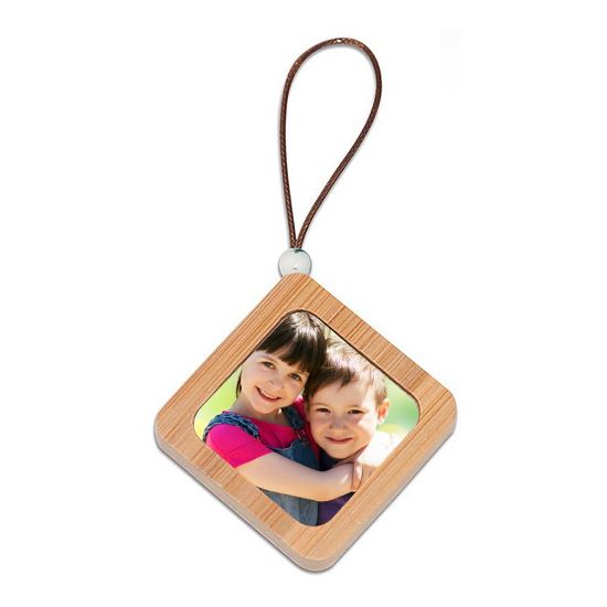 Picture of Keyring (5.8x5.8 cm Rhombus) with Aluminum - Natural Wood