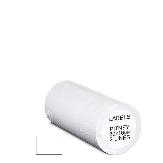 Picture of PITNEY ROLL 20x16mm (2 lines) WHITE permanent