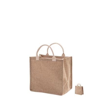 Εικόνα της Shopping Bag (Linen Brown) 27x25x12cm side gusset