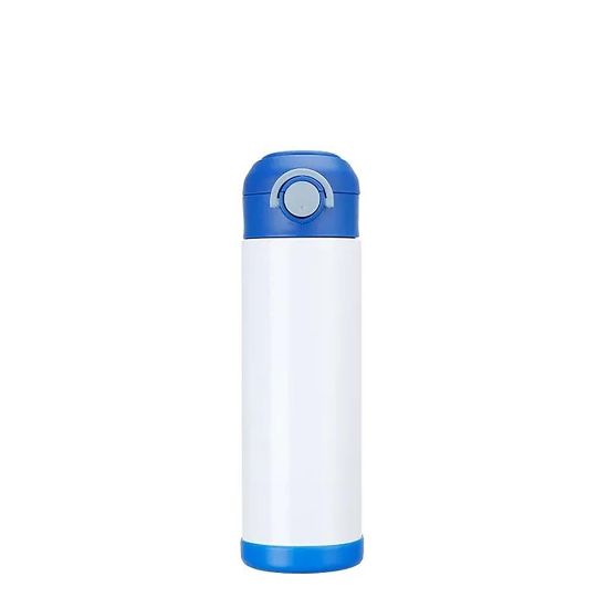 Picture of Kids Water Bottle 500ml (Blue) with Straw