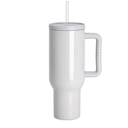Εικόνα της Travel Tumbler 1200ml (Grey Light) Soft Grip Handle with Lid & Plastic Straw
