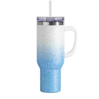 Picture of Travel Tumbler 1200ml (White-Blue) 3D Puffy Cloud - Plastic Handle