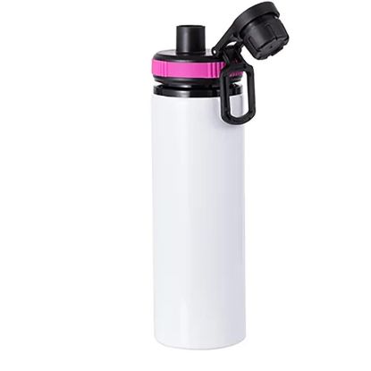Picture of Water Bottle - Aluminum (WHITE) 850ml with Rose Red Cap