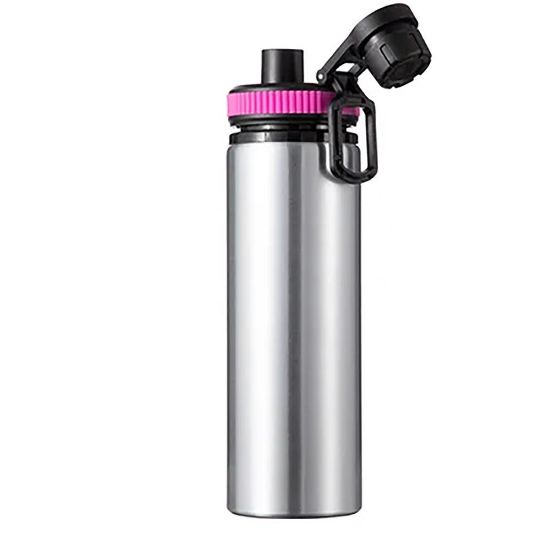 Εικόνα της Water Bottle - Aluminum (SILVER) 850ml with Rose Red Cap