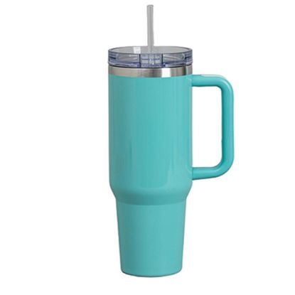 Picture of Travel Tumbler 1200ml (TEAL gloss) Plastic Handle with Flip Lid & Straw
