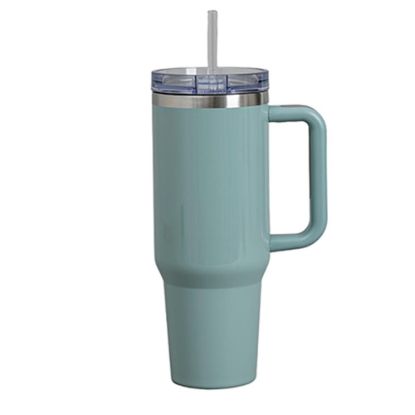 Picture of Travel Tumbler 1200ml (GREEN OLIVE gloss) Plastic Handle with Flip Lid & Straw