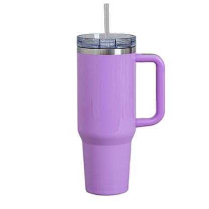 Picture of Travel Tumbler 1200ml (PURPLE DARK gloss) Plastic Handle with Flip Lid & Straw