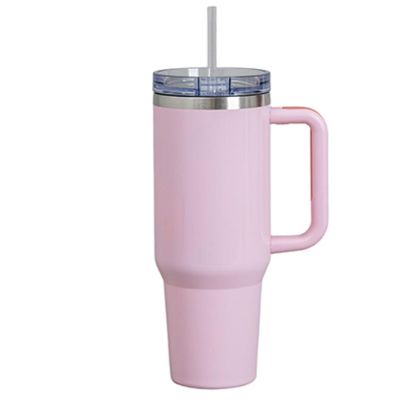 Picture of Travel Tumbler 1200ml (PINK gloss) Plastic Handle with Flip Lid & Straw