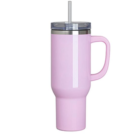 Picture of Travel Tumbler 1200ml (PURPLE gloss) Plastic Handle with Flip Lid & Straw