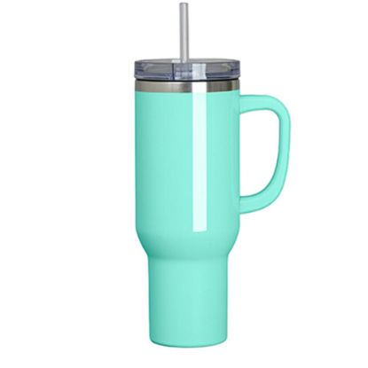 Picture of Travel Tumbler 1200ml (GREEN MINT gloss) Plastic Handle with Flip Lid & Straw